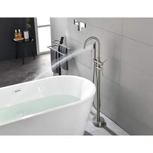 Grifo de llenado de bañera independiente de alto flujo DB con ducha de mano y caño giratorio montado en el suelo de pulverización suave para uso en apartamentos - Product Image 5