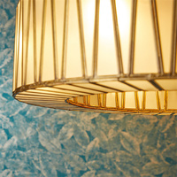 Lustre moderne en verre givré avec panneaux en laiton, LED blanc chaud réglable, personnalisable, pour la maison, l'hôtel, la villa, éclairage de plafond