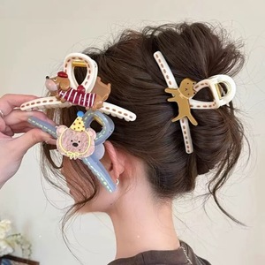 Pinzas para el Cabello <span class=keywords><strong>de</strong></span> Niñas con Diseño <span class=keywords><strong>de</strong></span> Cachorro y Tiburón, Acrílico, Hechas a Mano, con Pedrería, Decoración para el Cabello Infantil - Product Image 1