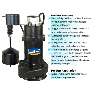 Bomba Sumergible para Aguas Residuales de GP Enterprises con Interruptor Vertical para Uso Doméstico y Familiar - Product Image 2