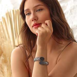 Bracelet pour femme en argent sterling 925 avec fermoir à ressort romantique et zircon noir, bijoux turcs faits à la main - Product Image 4