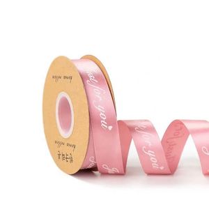 Cinta de Raso con Borde de Alambre, Personalizada con Logotipo Estampado en Oro, para Decoración de Regalos de Boda o San Valentín - Product Image 3