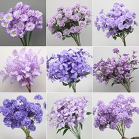 Fleur de lys artificielle en soie violette, faite à la main, légère, pour décoration florale de scène de mariage