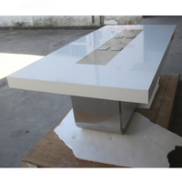 Table de conférence intelligente en acier inoxydable de 4 mètres de long