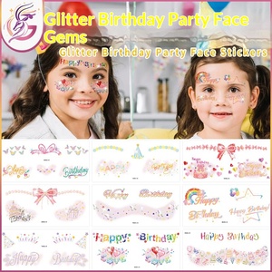 <span class=keywords><strong>Pegatinas</strong></span> Faciales Brillantes para Fiestas <span class=keywords><strong>de</strong></span> Cumpleaños, Lindas y Divertidas, para Celebraciones con Pasteles, Removibles, Desechables, Tatuajes <span class=keywords><strong>de</strong></span> Maquillaje, Seguras para Niños - Product Image 2