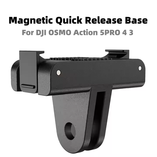 Magnetic Quick Release Base Mount Adapter for DJI OSMO Action 5 Pro / 4 / 3, Dual Prong Standard Camera Connector Bracket