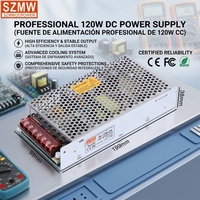 SZMW S-120W-24V 5A Alimentation à découpage (SMPS) classique en boîtier métallique, puissance nominale complète, faible ondulation pour éclairage LED, systèmes de contrôle industriel et de sécurité