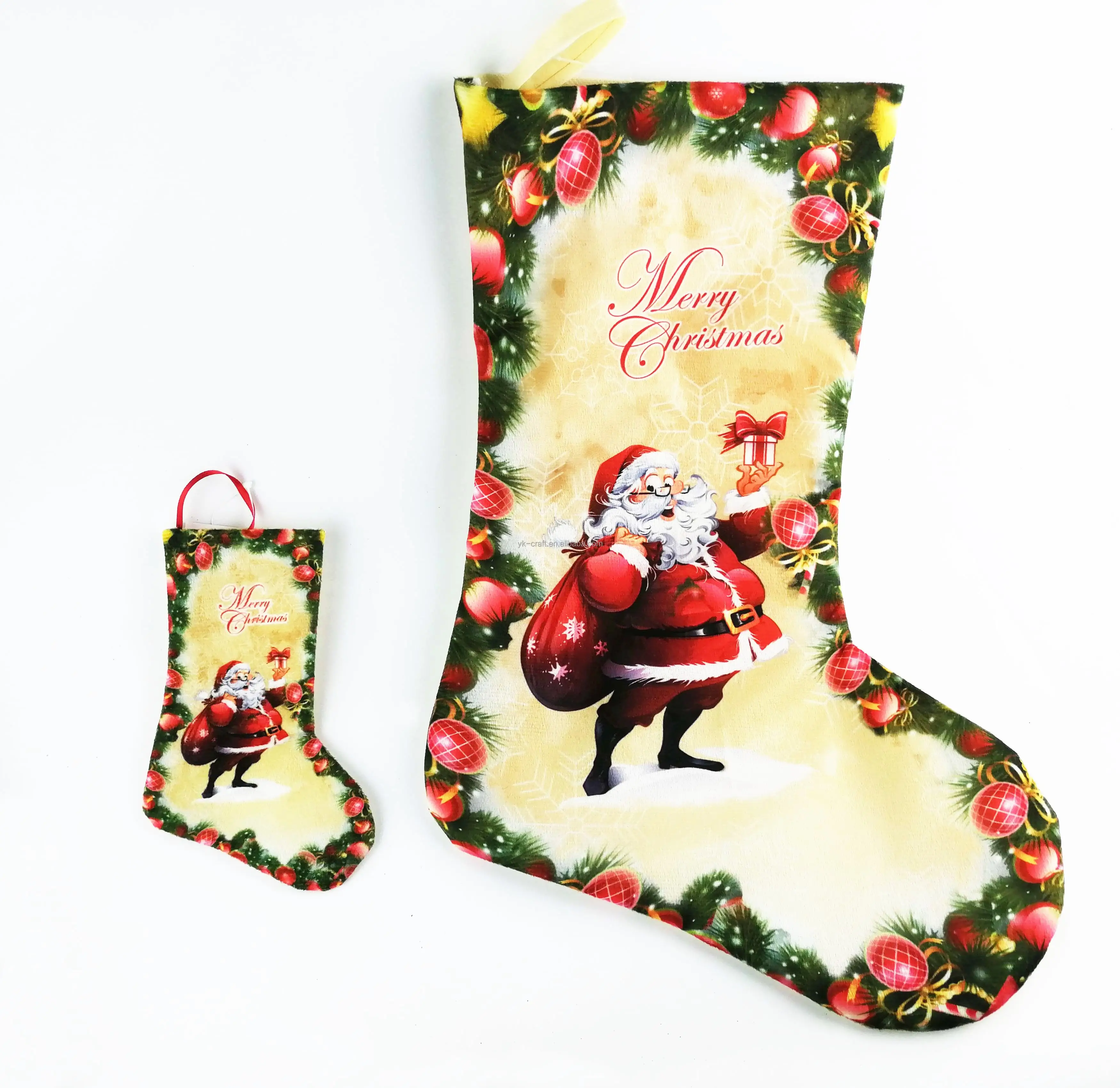 Meias de Natal com padrão de desenho personalizado meias de Natal estampadas em malha meias de Natal decorações de Natal em tecido
