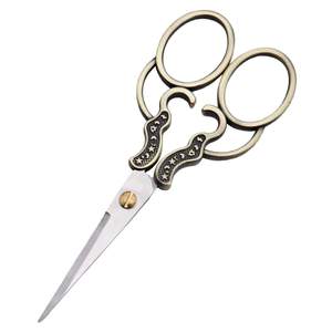 Tijeras de Peluquería Profesionales Pequeñas y Afiladas de Acero Inoxidable, Color Oro Rosa, con Bordado Vintage - Product Image 4