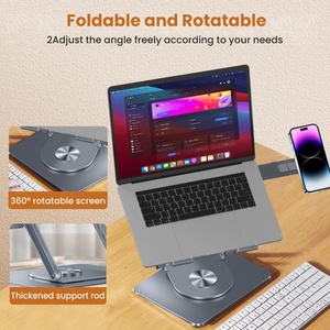 Support pliable et rotatif en acier pour ordinateur portable avec support de téléphone intégré – Vente en gros - Product Image 2