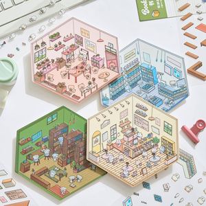 Pegatinas de Paisajes en 3D, Diseño de Dibujos Animados, Serie Little World, Escenas Creativas e Interesantes, Paquete de Pegatinas para <span class=keywords><strong>Collage</strong></span> DIY, <span class=keywords><strong>Arte</strong></span> Mural - Product Image 1