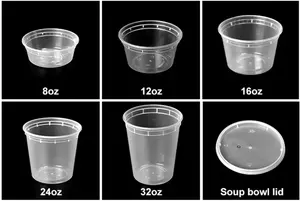 8Oz/12Oz/16Oz/24Oz/32Oz Wadah Plastik Multi Kapasitas Mangkuk Sup Plastik Sekali Pakai