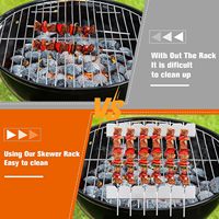 Lot de 4 supports à brochettes en acier inoxydable à 8 fentes pour shish kabob, accessoires de barbecue pour camping en extérieur