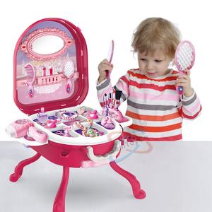 Samtoy 2 en 1 Jeu de simulation de princesse <span class=keywords><strong>rose</strong></span> en alliage, valise, boîte <span class=keywords><strong>à</strong></span> cosmétiques, coiffeuse, ensembles de maquillage pour enfants, trousse de maquillage, jouets pour filles - Product Image 2
