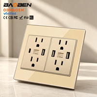 Prise murale standard américaine BAOBEN, port de charge USB-C et USB-A haute vitesse 20W pour la décoration résidentielle et hôtelière