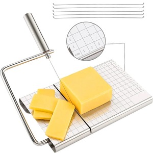 Cortador de Queso con Rebanador de Acero Inoxidable, Cortador de Queso con Alambre de Corte y Placa de Medición, Herramienta de Corte con Grosor Variable - Product Image 1