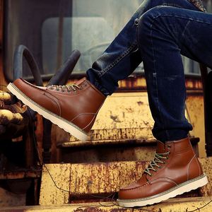 Botas de Trabajo Casuales de Hombre de Caña Alta, Estilo Británico, Populares Transfronterizas, de Cuero Genuino, Tallas Grandes, con Cordones, para Invierno - Product Image 3