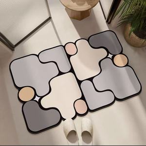 Tapis de bain géométrique coloré en terre de diatomée, antidérapant et absorbant, design minimaliste, forme personnalisée - Product Image 4