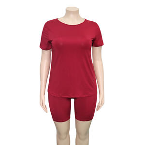 Taglie forti XL-4XL 2 pezzi Set da <span class=keywords><strong>donna</strong></span> <span class=keywords><strong>pantaloncini</strong></span> larghi Casual estivi + abiti da <span class=keywords><strong>tuta</strong></span> da <span class=keywords><strong>donna</strong></span> due pezzi Set OL - Product Image 2