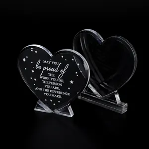 Trong suốt hình trái tim <span class=keywords><strong>Acrylic</strong></span> paperweight nhớ trang trí món quà nghỉ hưu tưởng niệm đồ trang trí - Product Image 1