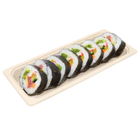 Barquette jetable biodégradable 100 % en fibre de canne à sucre (bagasse) pour gâteaux, sushis et plats à emporter avec couvercle