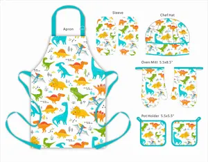 Meita Home Cute Kids Apron And Chef Hat Set Custom Printed Kitchen Cooking Apron