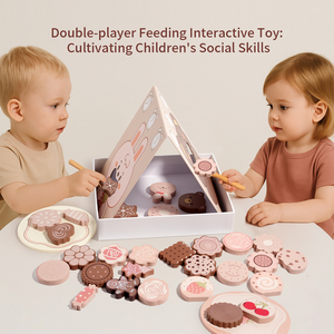 Juguete Educativo de Madera para Niños, Simulación de Hogar con Conejo y Oso, Juego de Alimentación con Galletas Deliciosas, para Niños y Niñas - Product Image 3