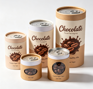 Custom Food-grade Craft Paper Tube Packaging With <b>Window</b> For Chocolate Recyclable Food Container Four-Color Printing Logo Design - Product Image 5