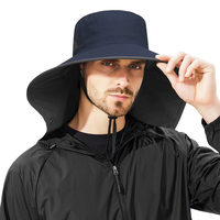 Chapeau de pêcheur respirant en maille avec logo personnalisé, protection solaire UPF 50+, large bord, visière amovible et cache-nuque