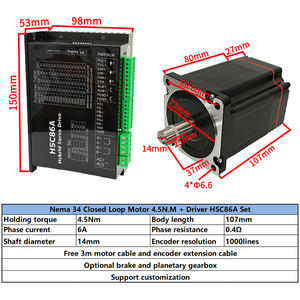 LAI động cơ bước 3 trục <span class=keywords><strong>CNC</strong></span> động cơ bước Kit 4.5n. M Vòng khép kín NEMA 34 động cơ bước và trình điều khiển - Product Image 2