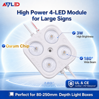 Module LED haute puissance ADLED 4 LED 3W Blanc 6500K IP67 Étanche pour grandes enseignes Utilisation extérieure