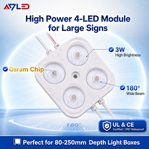 โมดูล ADLED กำลังสูง 4-LED 3W สีขาว 6500K IP67 กันน้ำ สำหรับป้ายขนาดใหญ่ ใช้งานกลางแจ้ง - Product Image 1