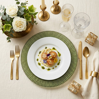 Assiettes de présentation rondes en verre perlé vert vintage de 13 pouces, motif soleil gaufré, pour décoration de table de banquet et mariage (vente en gros)