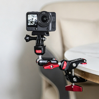 Adaptateur de montage pour pied de support à double rotule pivotant à 360 degrés, bras magique, vis 1/4 pouce, en alliage d'aluminium flexible pour éclairage vidéo et appareil photo reflex numérique