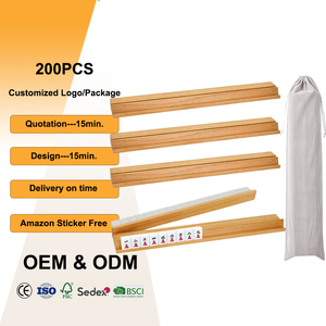Outils à main - Étagère pliable portable en bois de pin pour tuiles, support de rangement pour tuiles de mahjong magnétiques américaines avec plateau à poussoirs et sac - Product Image 1