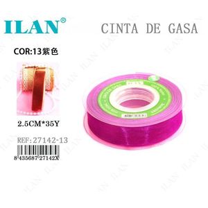 Nastro in organza Ilan 2,5 cm 35Y viola per decorazioni artigianali - Product Image 3