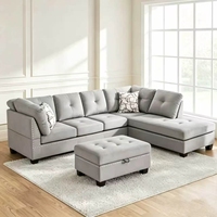 Canapé d'angle en L Frank avec ottoman, ensemble de canapés modernes pour salon et appartement