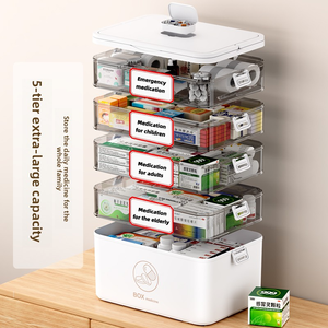 Boîte à médicaments en plastique, pack familial, grande capacité, multi-couches, moderne, écologique, boîte de rangement pour médicaments, trousse de premiers soins - Product Image 3