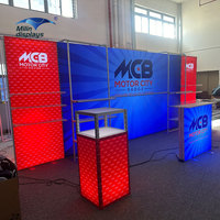 Affichages LED rétroéclairés pour salons professionnels, stand lumineux avec étagères, cadre en tissu personnalisé, stand d'exposition