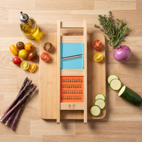 Mandoline manuelle 2-en-1, hachoir à légumes, tranches julienne moyennes de 2,5 mm, lames en acier inoxydable et bois massif, pour cuisine professionnelle