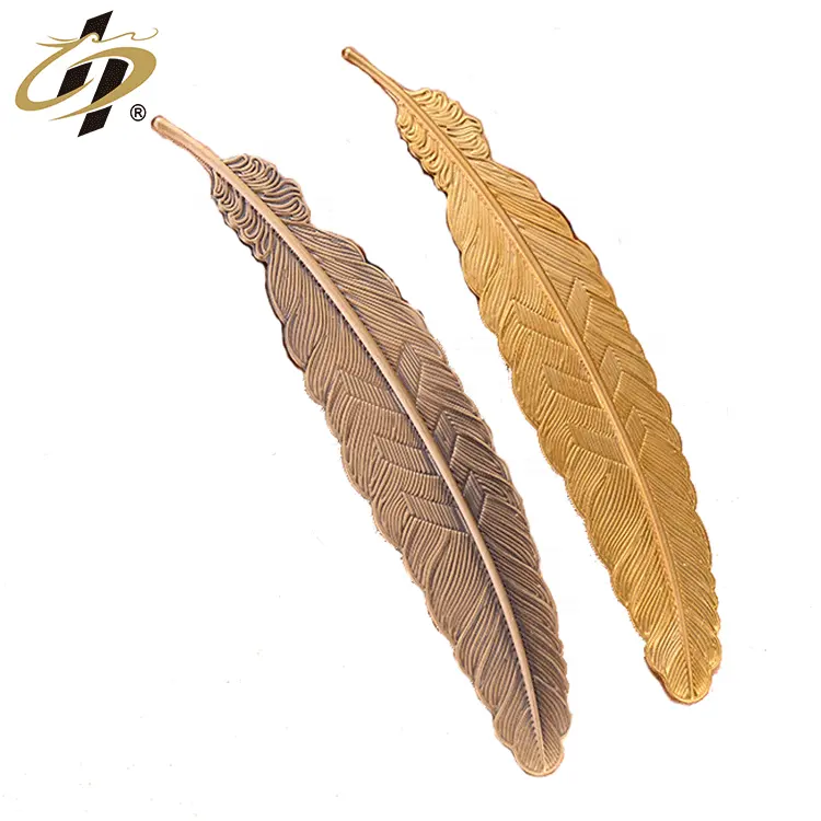 Недорогие креативные золотые, серебряные, бронзовые перья, дизайнерские металлические закладки/закладки на заказ