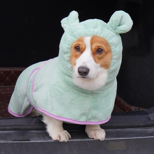 Peignoir pour animaux de compagnie avec gants, en polaire corail, à séchage rapide, pour chiens et chats, utilisation hivernale - Product Image 2