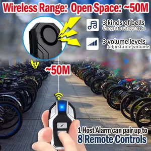 113dB allarme antifurto senza fili per vibrazione di biciclette per motociclette allarme di sicurezza per bici impermeabile con telecomando