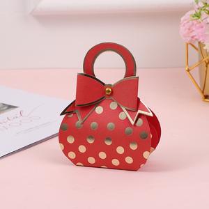 Caja de Dulces Creativa para Regalos de Boda, <span class=keywords><strong>Mini</strong></span> Bolso de Papel con Estampado de Lunares y Decoración de Lazo - Product Image 6