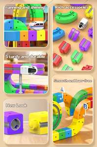 Jouets <span class=keywords><strong>de</strong></span> <span class=keywords><strong>construction</strong></span> STEM populaires, blocs <span class=keywords><strong>de</strong></span> <span class=keywords><strong>construction</strong></span>, voitures sur rail, 51 pièces, piste <span class=keywords><strong>de</strong></span> course flexible, train électrique, panneaux <span class=keywords><strong>de</strong></span> signalisation, jouets <span class=keywords><strong>de</strong></span> train pour enfants - Product Image 6