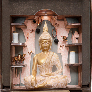 Figura de Buda Chino Witt en Resina, Estatua Dorada de Buda Sentado, Pintada a Mano, Decoración de Lujo para el Hogar y el Estudio, Modelo Budista - Product Image 3
