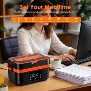 Boîte à lunch électrique sans fil portable avec batterie, chauffage rapide, 6 niveaux de température, capacité de 1 L, USB-C, chauffe-aliments - Product Image 6