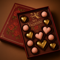 Boîte à chocolat en carton de maïs personnalisée pour la Saint-Valentin avec fentes, finition mate et impression UV dorée pour l'emballage alimentaire
