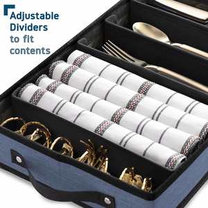 5 Compartment Flatware <b>Storage</b> Case Silverware Case with Handles Protects and Organizes Cutlery - Product Image 4
