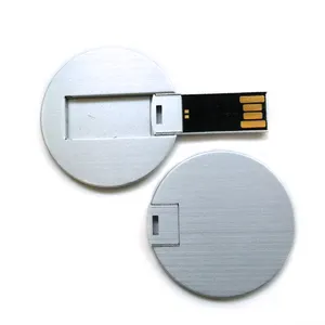 Métal mini rond carte de crédit d'affaires usb flash disque lecteur de pouce bâton de mémoire pour les cadeaux